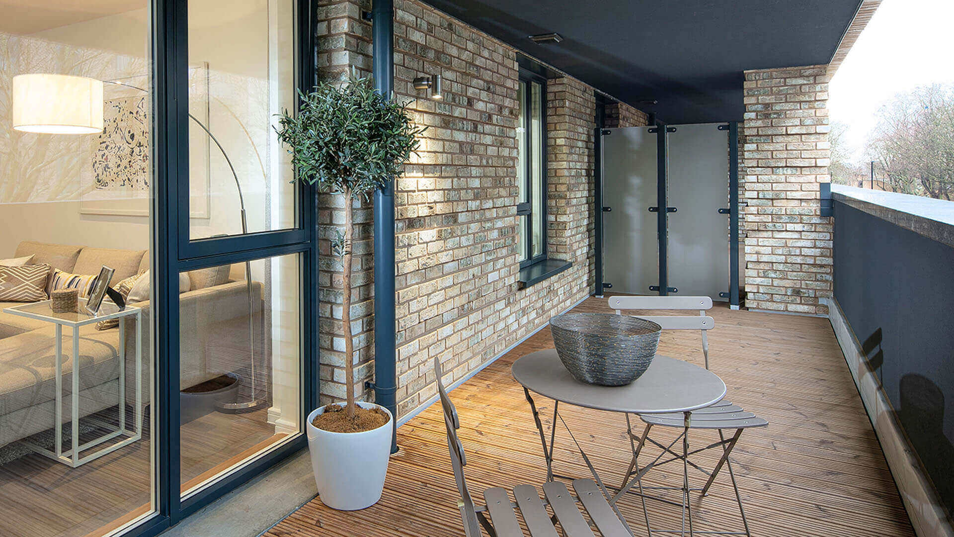 Table and chairs on a balcony