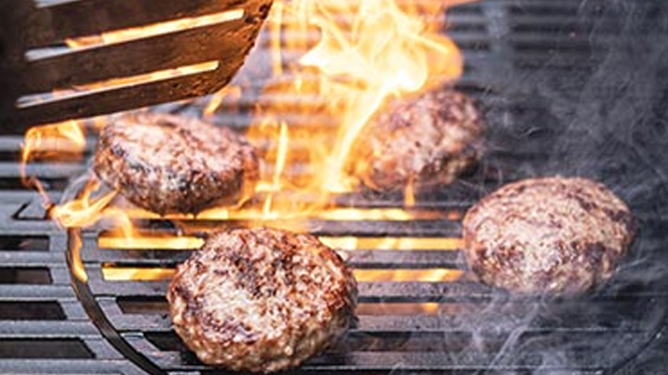 Burgers on a barbeque