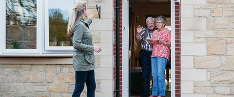 Elderly couple social distancing