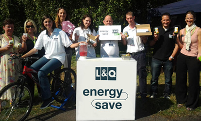 Group of people around an EnergySave sign