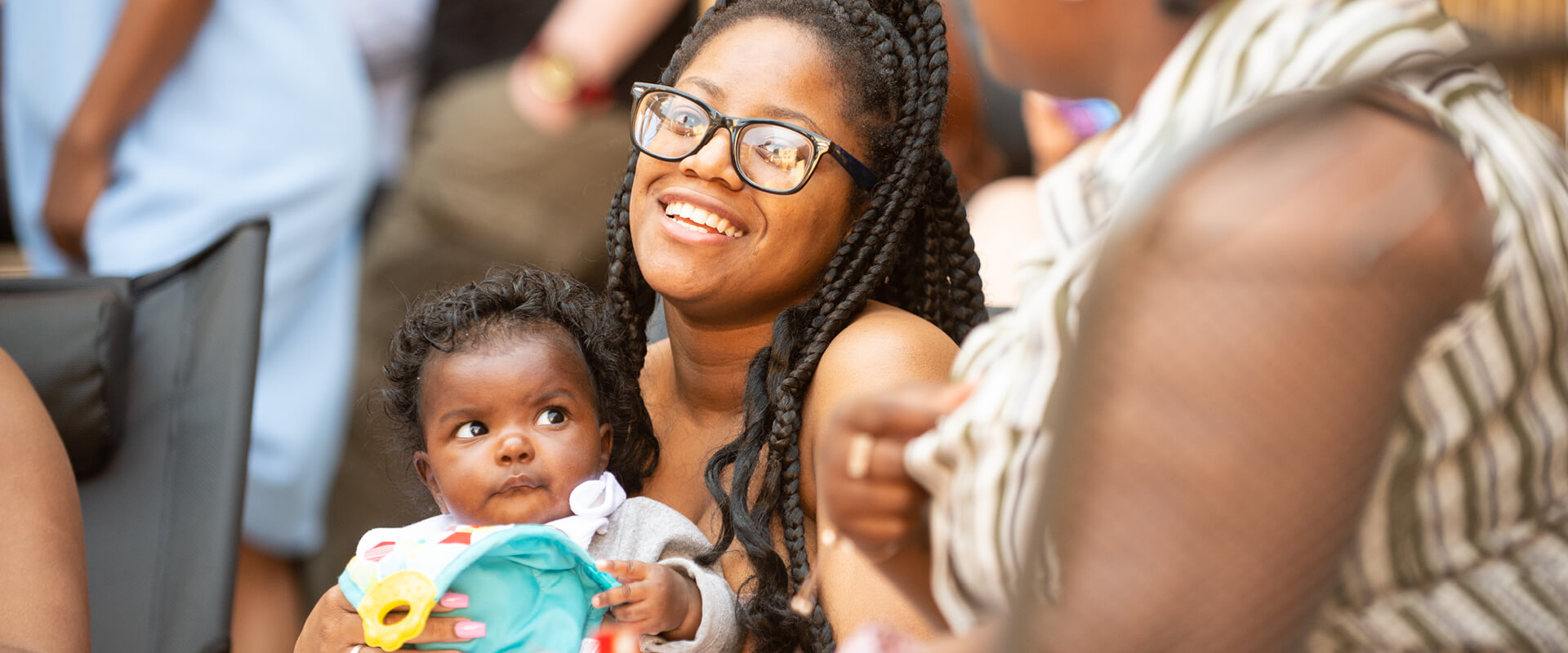 Mother and child smiling