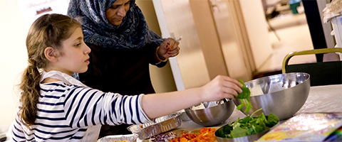 cooking at community centre