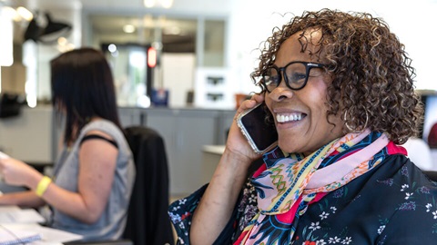 A woman on the phone