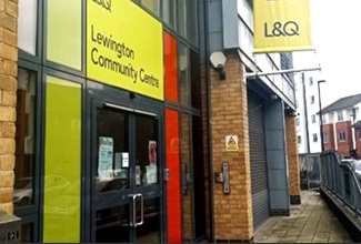 front of Lewington Community Centre warm hub