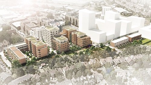 CGI long shot of Acton Gardens