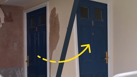 Before and after door repair