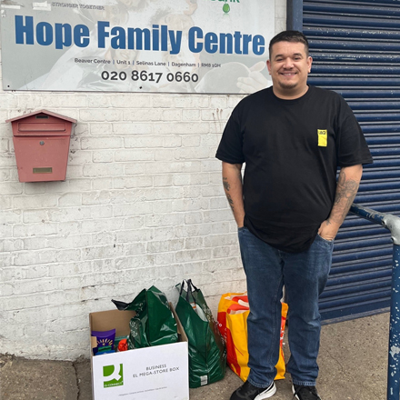 An L&Q member of staff outside the Hope Centre and Barking and Dagenham foodbank 