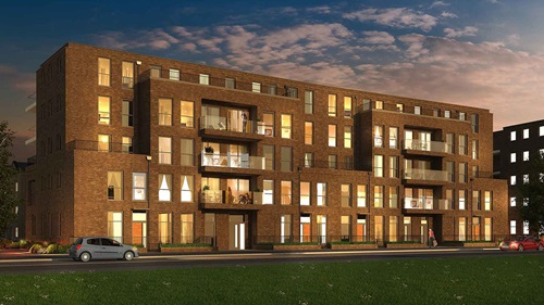 CGI of Barking Riverside apartments supported by new low-carbon heat network.
