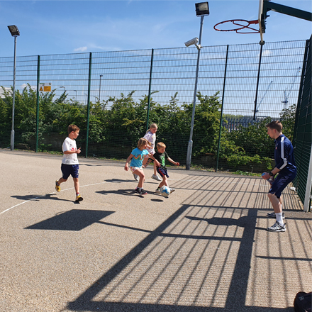 Children playing football