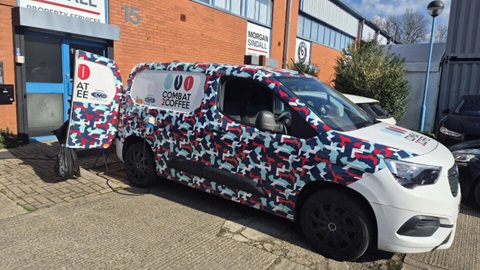Combat2Coffee van parked outside Morgan Sindall building
