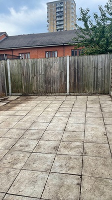 Clean garden showing the concrete flooring