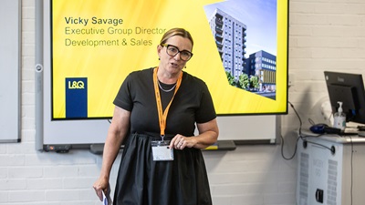 Vicky Savage, Exec group Director leading a presentation