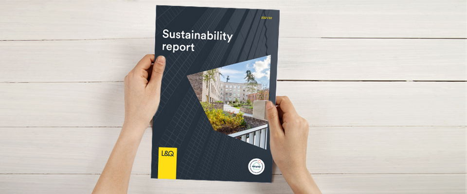 The front cover of L and Q's Sustainability report 2022