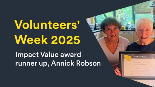 Annick Robson receives Impact Value award runner-up certificate at Volunteers' Week 2025
