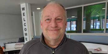 The 55 year old apprentice_ Peter Beardall returned to his alma mater Barking _ Dagenham College during National Apprenticeship Week 2019 in reception area 2 (002) cropped