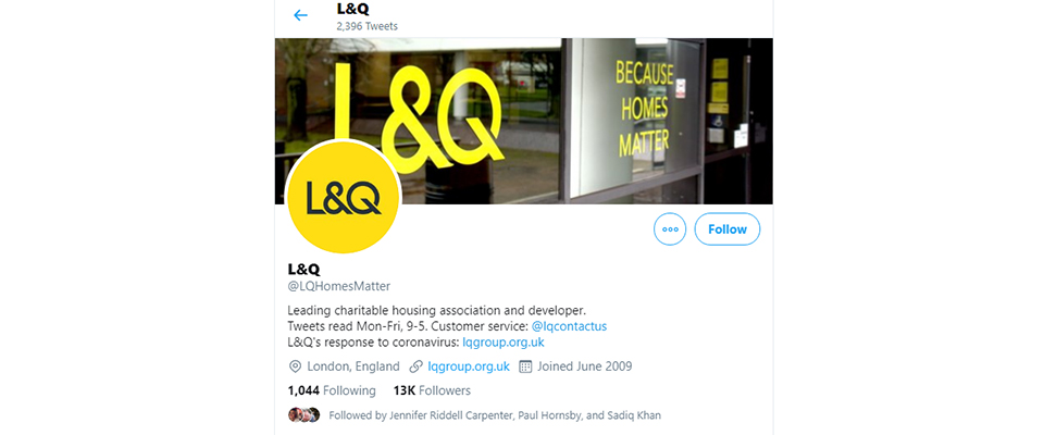 L&Q Twitter page