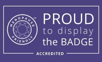 Menopause friendly, proud to display the badge, accreditation logo