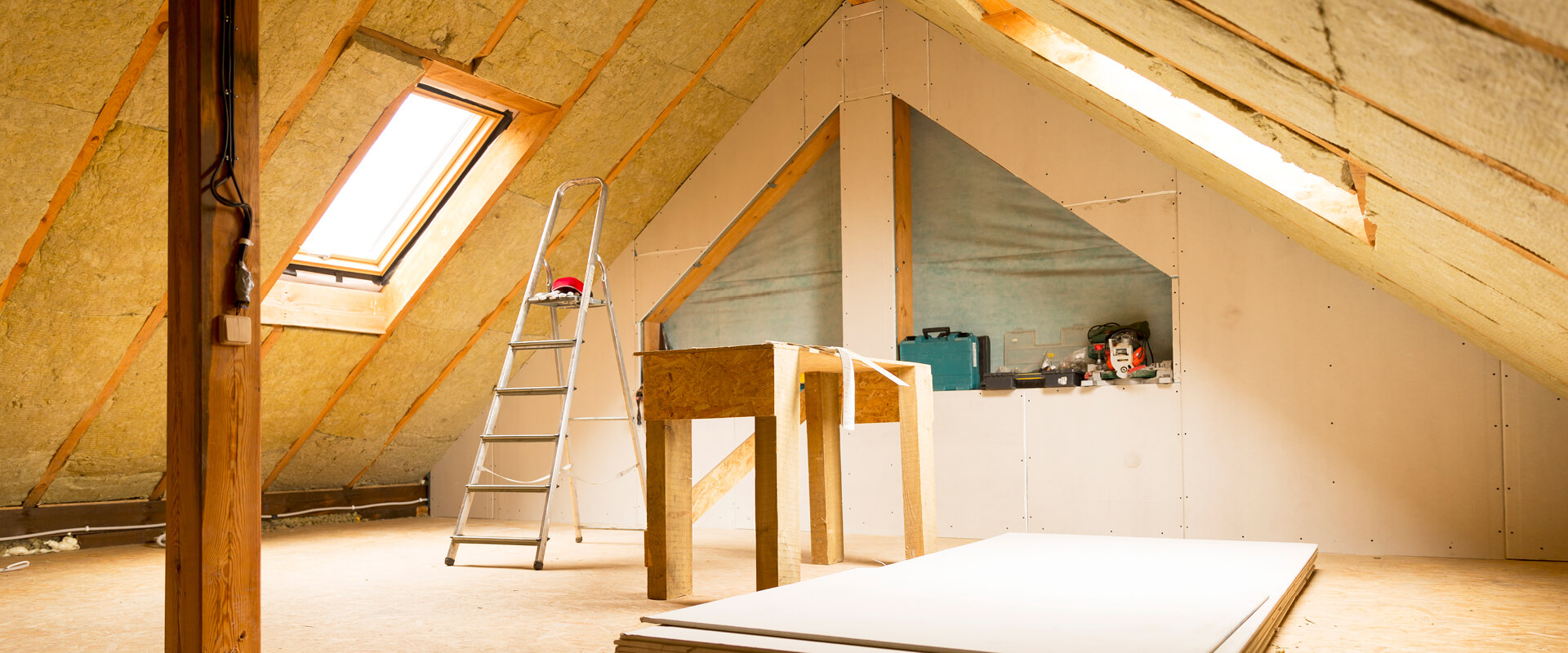 A loft space being renovated