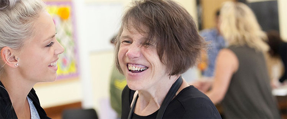 Smiling supported living lady