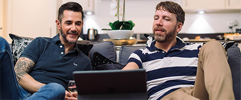 Gay couple at home