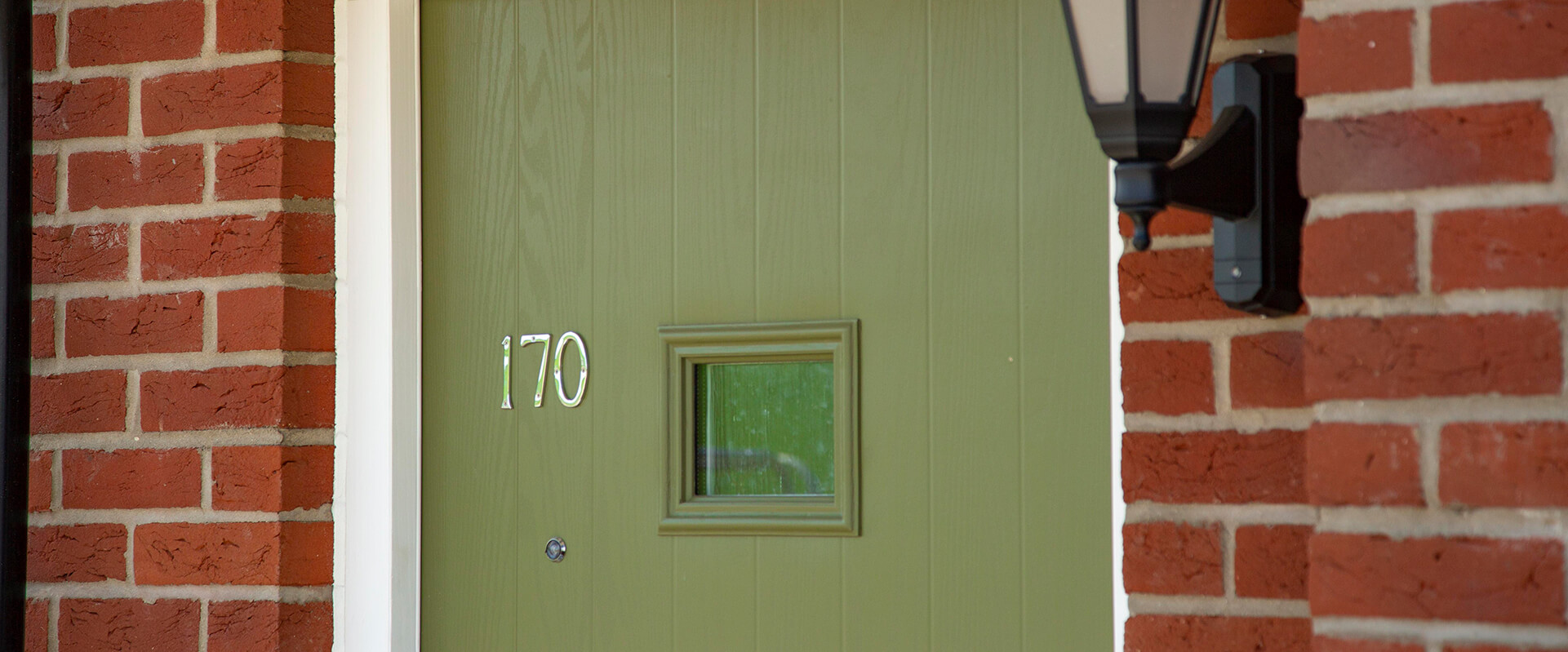 A green front door